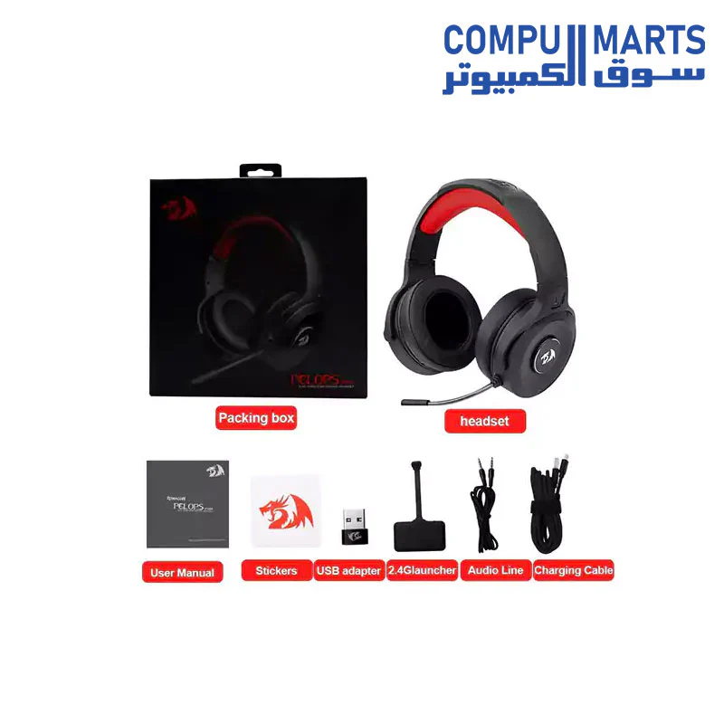 Redragon H818 PRO RGB PELOPS Pro Wireless AUX Virtual 7.1 Surround Gaming Headset -12 Hour - Lightweight for PC PS4 5 XBOX and Smartphone - Image 2