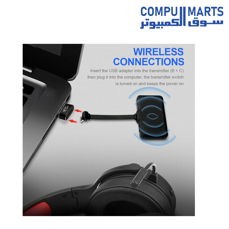 Redragon H818 PRO RGB PELOPS Pro Wireless AUX Virtual 7.1 Surround Gaming Headset -12 Hour - Lightweight for PC PS4 5 XBOX and Smartphone - Image 3