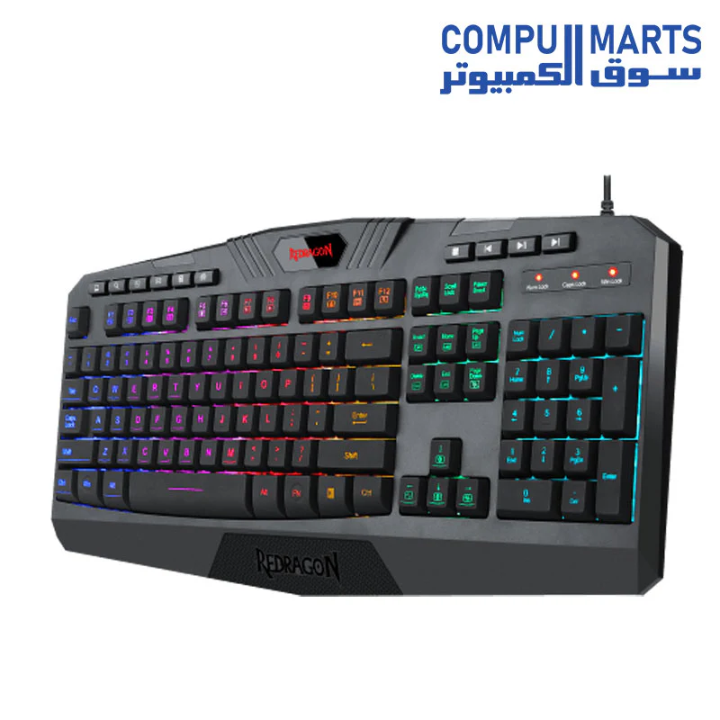 REDRAGON K503 PC GAMING KEYBOARD, RGB LED BACKLIT, WIRED, MULTIMEDIA KEYS, SILENT USB KEYBOARD WITH WRIST REST FOR WINDOWS PC GAMES (BLACK) - Image 2