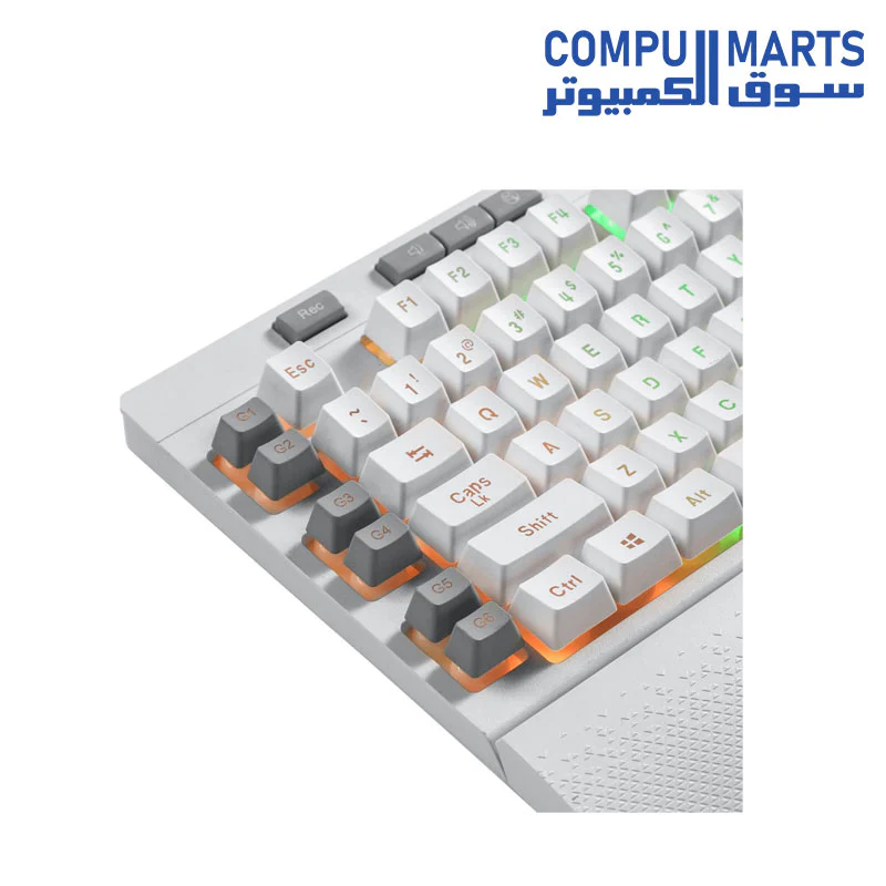 Redragon K512 SHIVA RGB Membrane Gaming Keyboard with Multimedia Keys, 6 Extra On-Board Macro Keys, Dedicated Media Control, Detachable Wrist Rest - Image 4