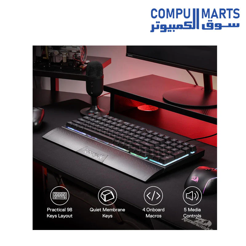 Redragon K515 Shiva Wired RGB Membrane Gaming Keyboard - Image 2