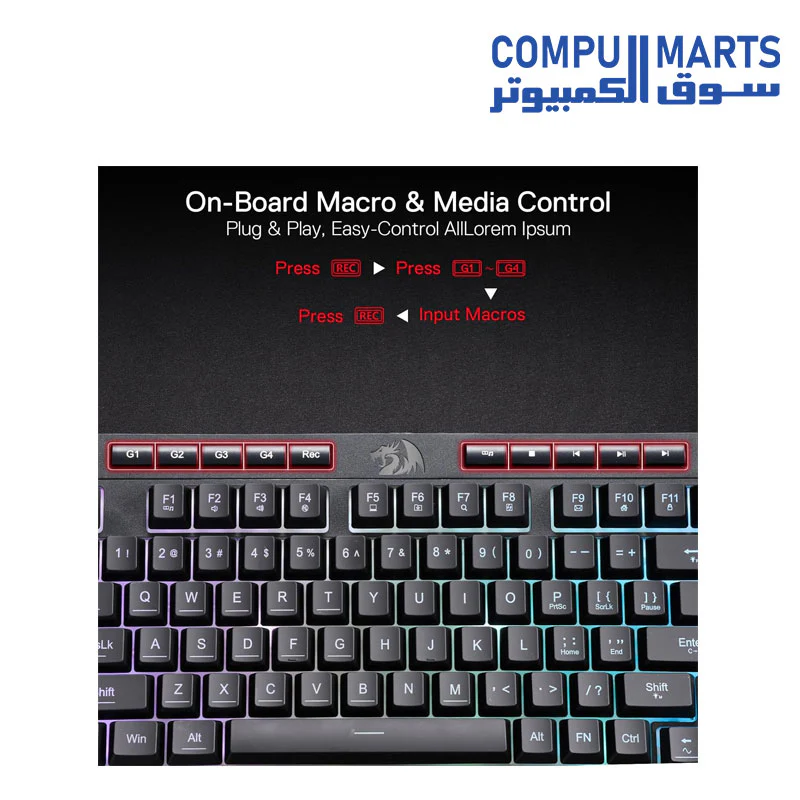 Redragon K515 Shiva Wired RGB Membrane Gaming Keyboard - Image 3