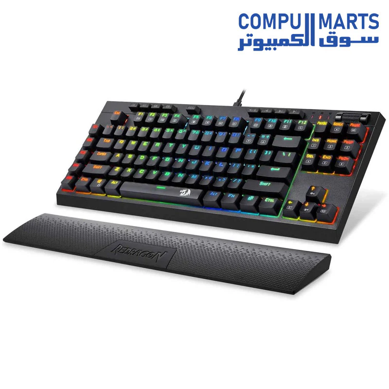 Redragon K588 RGB Backlit Mechanical Gaming Keyboard with Programmable Keys Macro Recording Optical Blue Switches Tenkeyless with Detachable Palm Rest & USB-C USB for Windows PC - Image 2