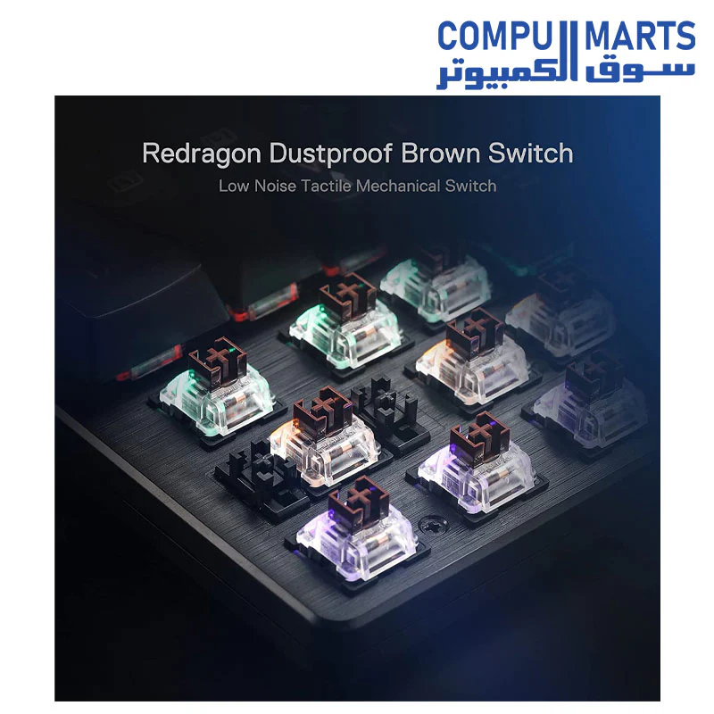 Keyboard Redragon K608 Valheim Gaming Mechanical - Brown Switch, Red Switch , BLUE Switch ,English & Arabic Keys, Black - Image 2