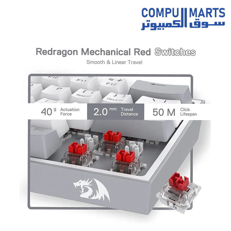 REDRAGON K616 Fizz Pro RGB 60% Wireless, Bluetooth Gaming Mechanical Keyboard – Red Switches - Image 3