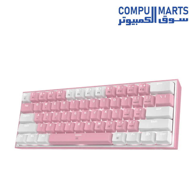 Redragon K617 FIZZ 60% Wired RGB Gaming Keyboard, 61 Keys Compact Mechanical Keyboard w/ White & Pink Mixed-Colored Keycaps, Linear Red Switch, Pro Driver Support - Image 2