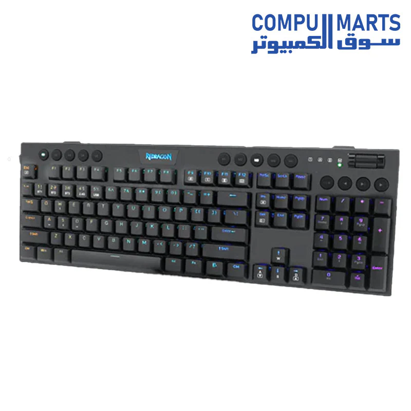 Redragon K618 Horus Wireless RGB Mechanical Keyboard, Bluetooth/2.4Ghz/Wired Tri-Mode Ultra-Thin Low Profile Gaming Keyboard w/No-Lag Cordless Connection - Image 2