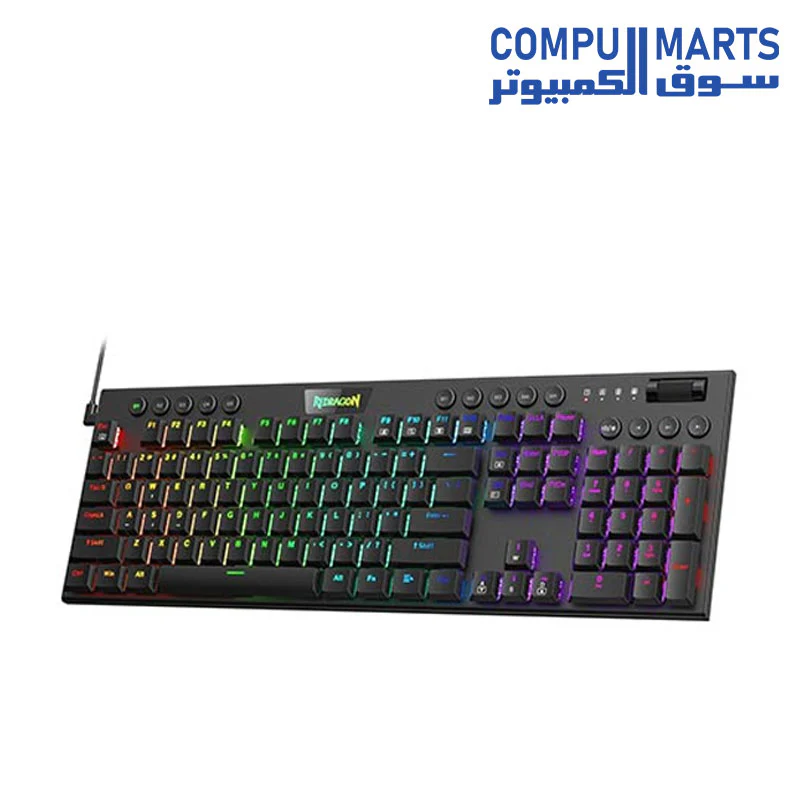 Redragon K619 Horus RGB Mechanical Keyboard, Ultra-Thin Designed Wired Gaming Keyboard w/Low Profile Keycaps, Dedicated Media Control & Linear Red Switch, Pro Software Supported - Image 2