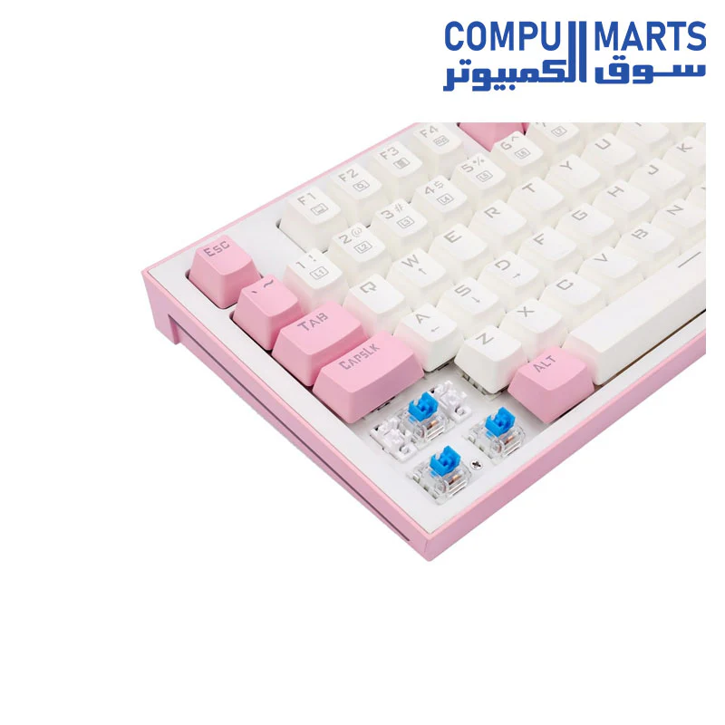 Redragon K623 HADES Dual Color Keys Mechanical Gaming Keyboard Single White LED + RGB Side Edge Backlit 104 Key Wired Computer Keyboard with Blue Switches for Windows PC || (White + Pink) - Image 4