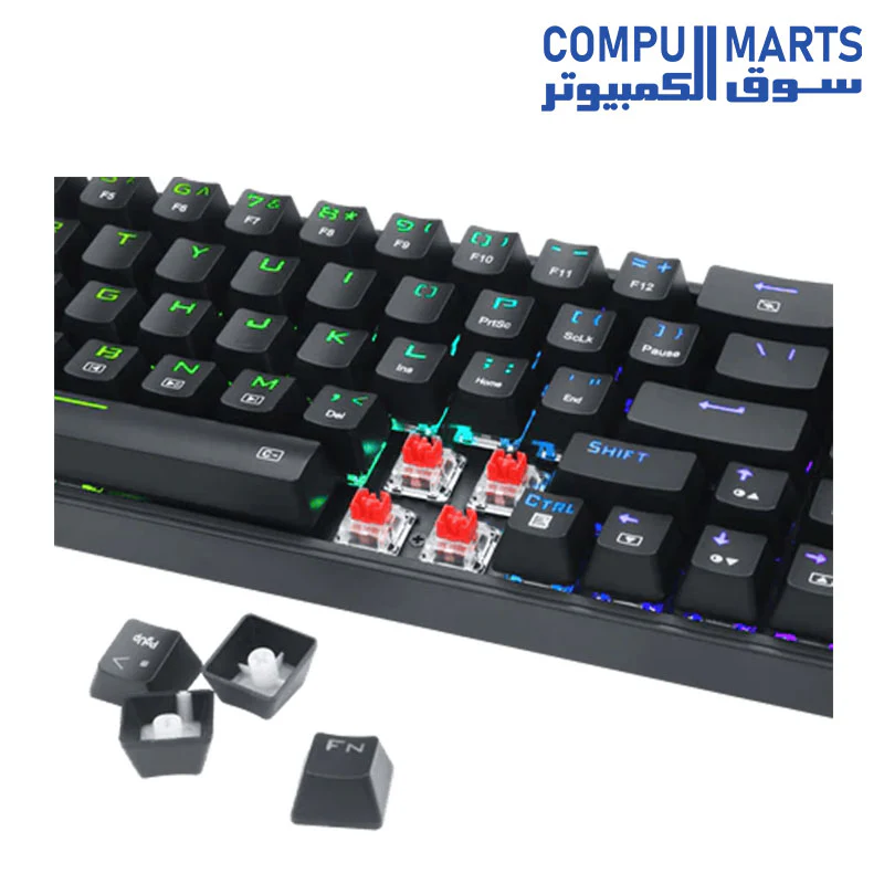 Redragon K628 Pollux 75% Wired RGB Gaming Keyboard, 78 Keys Hot-Swappable Compact Mechanical Keyboard w/100% Hot-Swap Socket, Free-Mod Plate Mounted PCB & Dedicated Arrow Keys and Numpad, Red Switch - Image 3