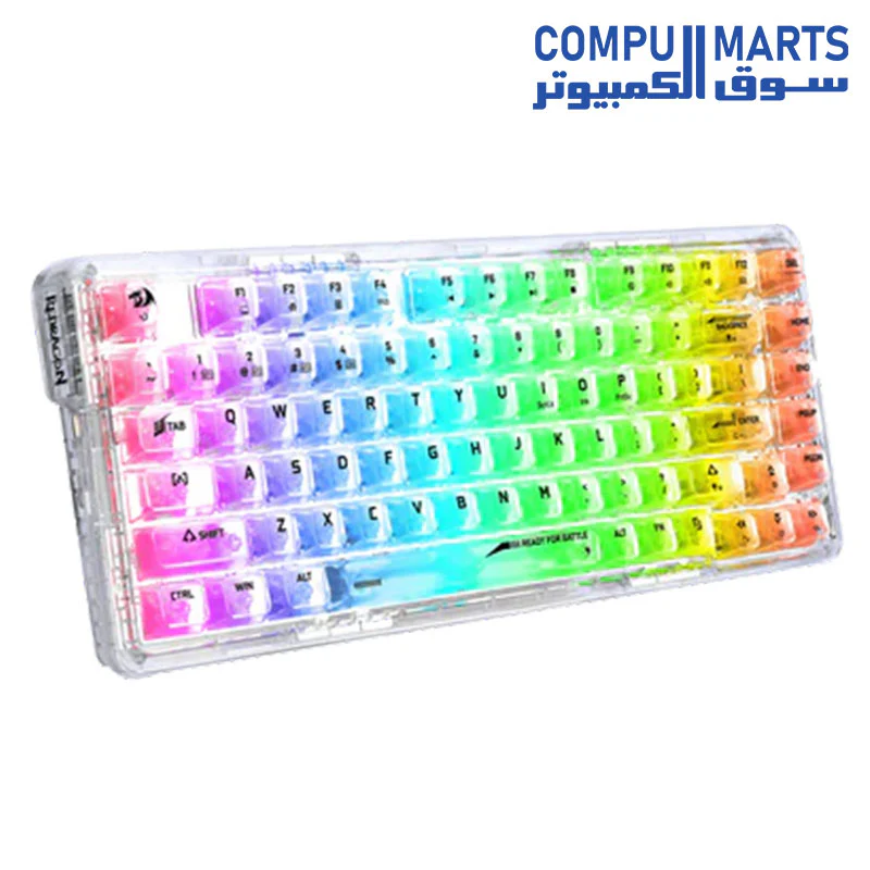 REDRAGON K649 PRO 78% Wireless Gasket RGB Gaming Mechanical Keyboard, 3-Modes (2.4Ghz, Bluetooth, USB-C),82 Keys Hot-Swap Socket, Sound Absorbing Foams, Translucent Custom Switch || Full-Transparent - Image 3