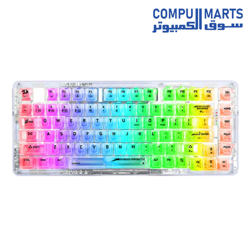 REDRAGON K649 PRO 78% Wireless Gasket RGB Gaming Mechanical Keyboard, 3-Modes (2.4Ghz, Bluetooth, USB-C),82 Keys Hot-Swap Socket, Sound Absorbing Foams, Translucent Custom Switch || Full-Transparent - Image 4