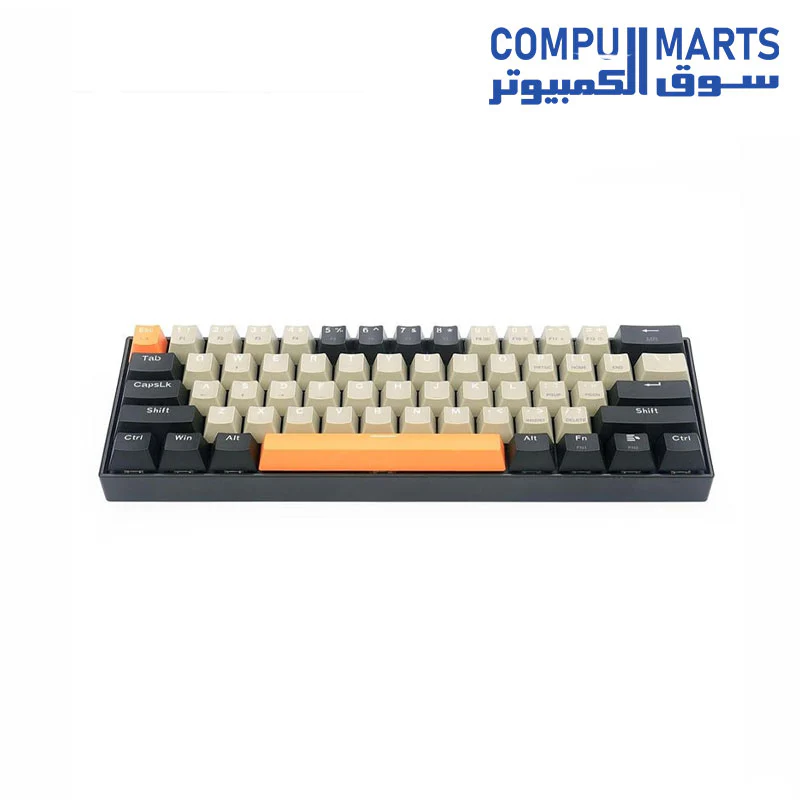 REDRAGON K606 LAKSHMI White LED 60% Gaming Mechanical Keyboard – Brown Switches (ORANGE, GREY & BLACK) - Image 2