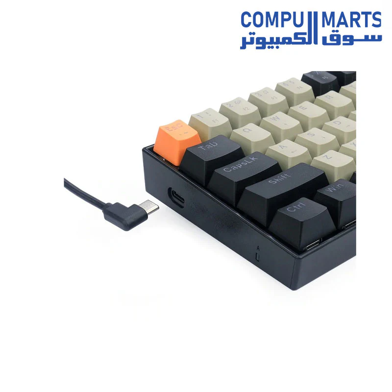 REDRAGON K606 LAKSHMI White LED 60% Gaming Mechanical Keyboard – Brown Switches (ORANGE, GREY & BLACK) - Image 3