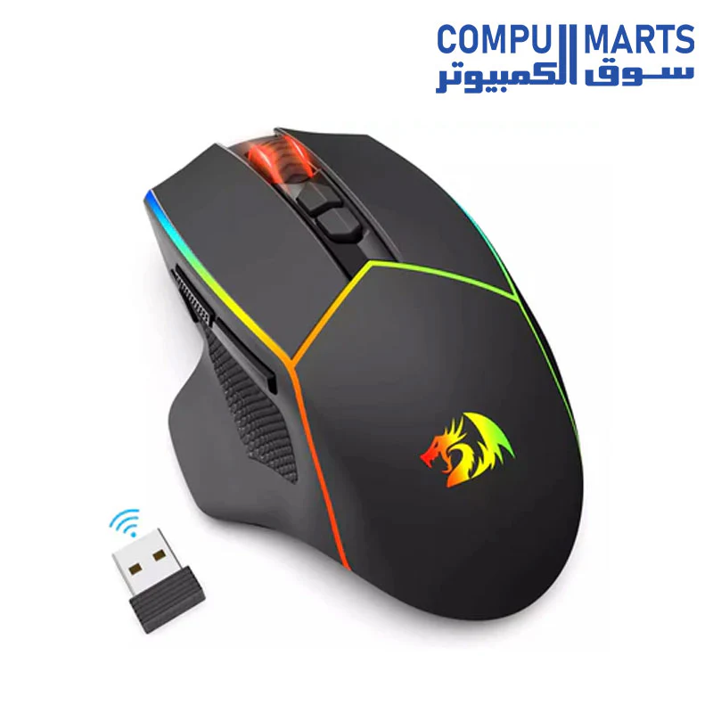 Redragon M814 AXE PRO RGB Tri-Mode 2.4G/USB-C/Bluetooth Rechargeable Gaming Mouse – 8,000 DPI (Black) - Image 2