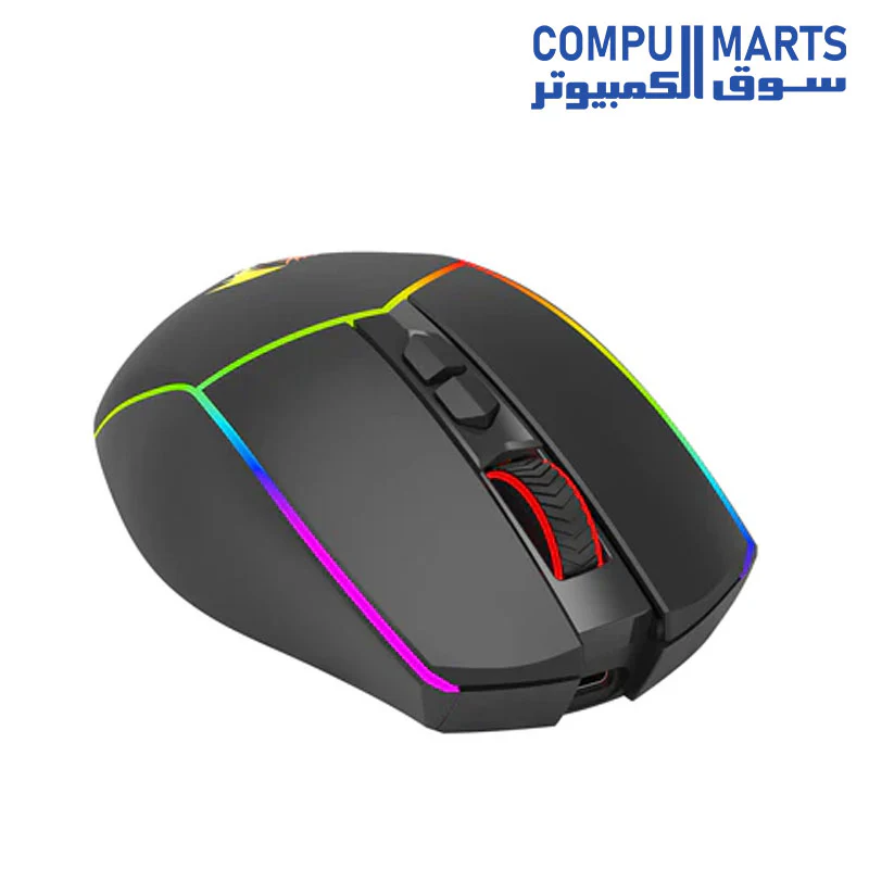 Redragon M814 AXE PRO RGB Tri-Mode 2.4G/USB-C/Bluetooth Rechargeable Gaming Mouse – 8,000 DPI (Black) - Image 4
