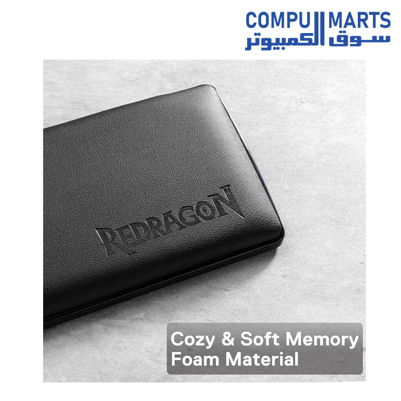 Redragon P037 Meteor L Computer Keyboard Wrist Rest Pad, Ergonomic Soft Memory Foam Wrist Support w/Anti-Slip Rubber Base, 100% 104 Keys Standard Size 17.12 x 2.87 in, 0.78 inch (20mm) Height, Black - Image 2