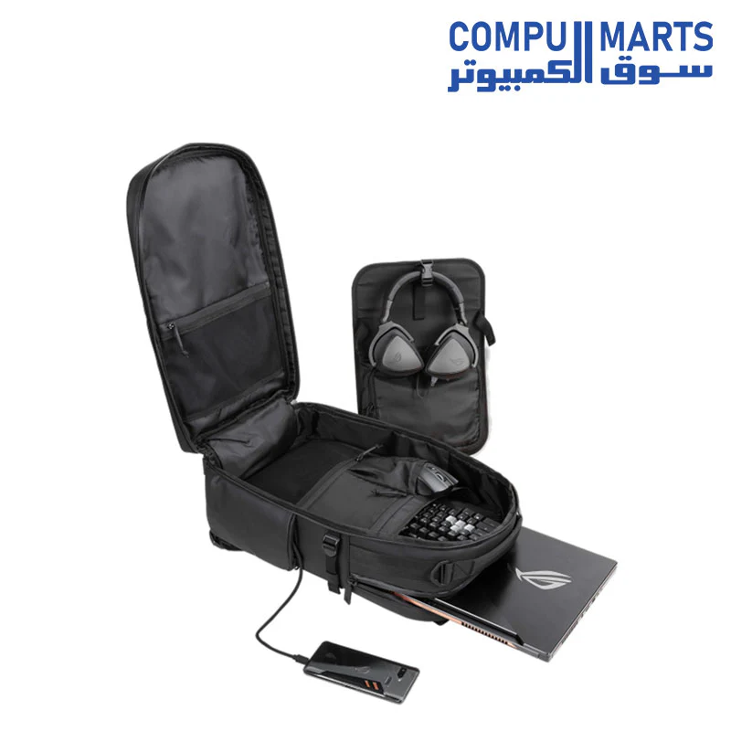 ROG Ranger BP3703 RGB Modular Gaming Backpack Featuring Charge-Cable Pass-through, Anti-Theft Zip and Water Repellent Exterior Fit Up to 17 Inch Laptop Suitable for Travel - Image 3