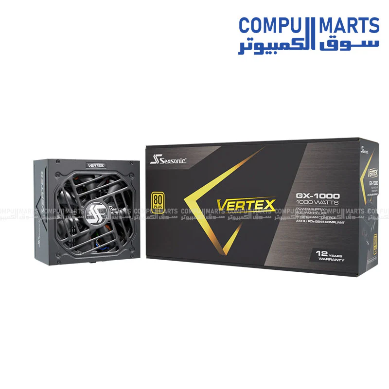 Seasonic Vertex GX-1000 1000W ATX 3.1 80+ Gold Fully Modular Power Supply with Hybrid Digital Fan, Cybenetics Platinum Efficiency, 600W PCIe 5.0, Full Protections - Image 2