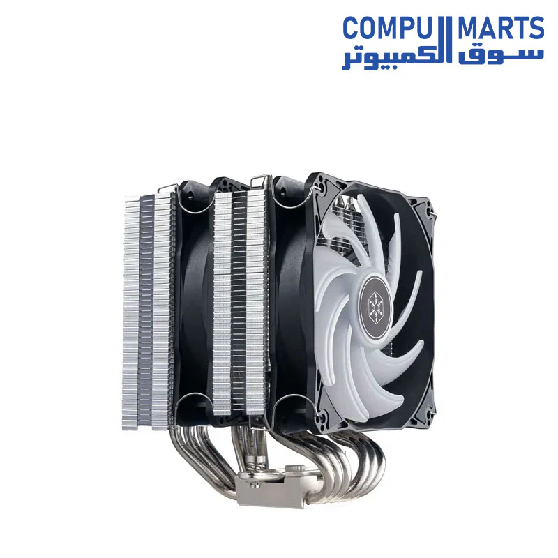 SilverStone Hydrogon D120 ARGB Dual tower CPU cooler with 6 heat-pipes and dual 120mm ARGB fans - Image 3