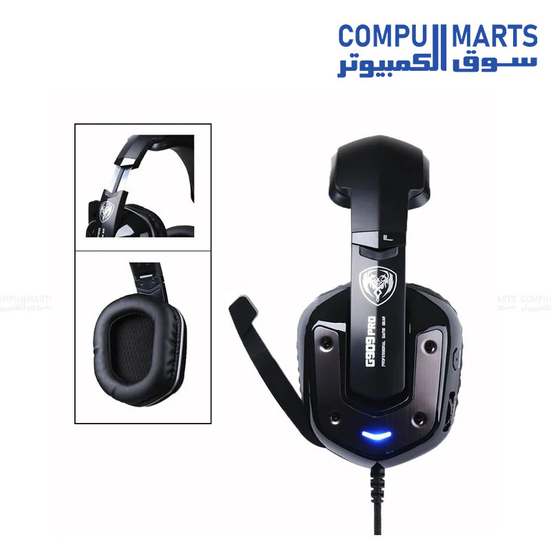 SOMIC G909PRO Headphone Gaming 7.1 Virtual Surround Sound USB Headset Over Ear Bass PS4, PC with Mic,Volume Control,LED - Image 3