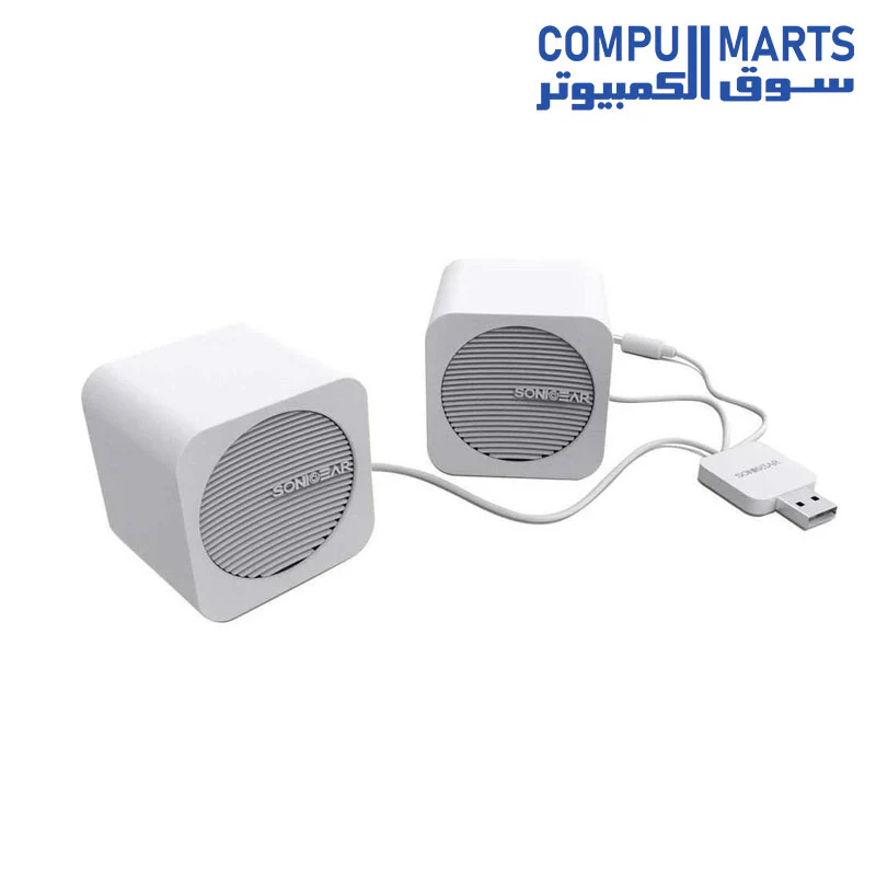 SonicGear Blue Cube Bluetooth Portable Speakers with FM Radio, White - Image 3