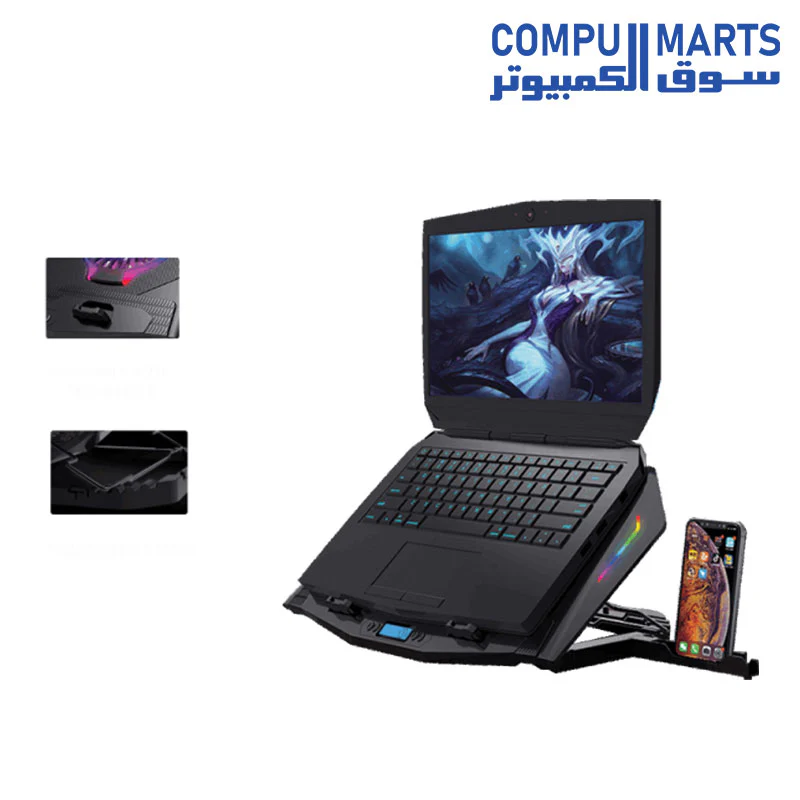 ST-Standard ICE 07 RGB Laptop Cooler - Dual 140mm Fans, 5-Level Height Adjustable, Ultra-Quiet Cooling - Image 3