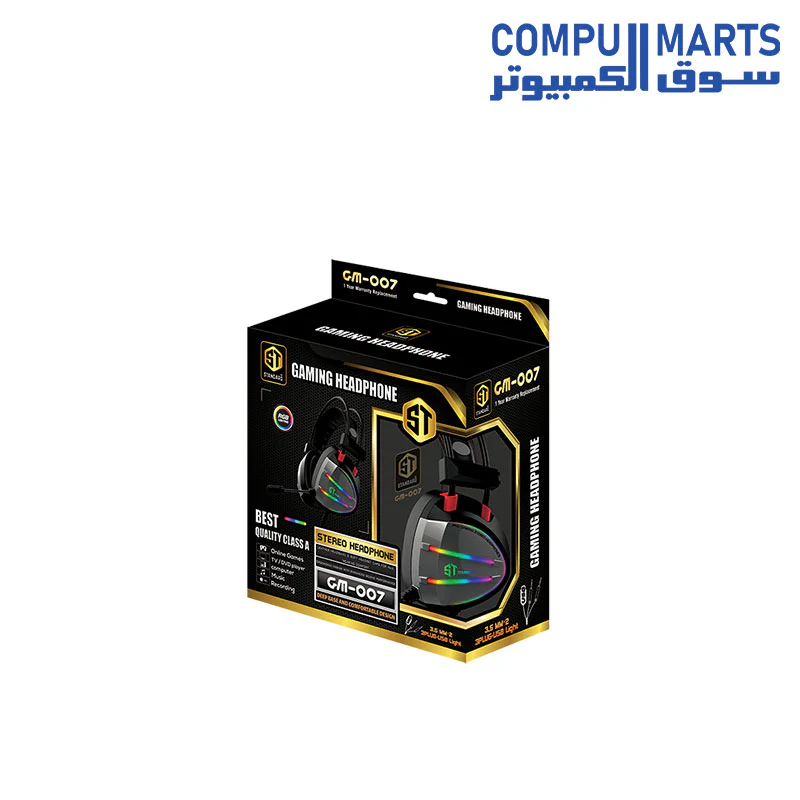Standard GM-007 Gaming Headphone DEEP BASS and comfortable design - Silver - Image 5