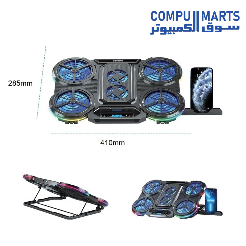 Standard ICE08 Cooling Pad Gaming Laptop Stand With Mobile Holder - Image 4