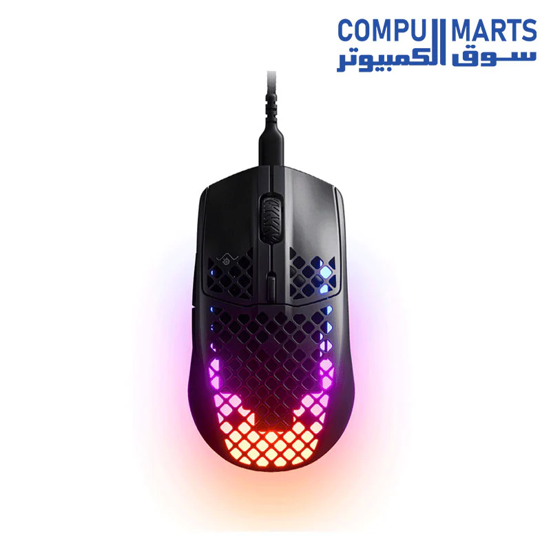 SteelSeries Aerox 3 - Super Light Gaming Mouse - 8,500 DPI TrueMove Core Optical Sensor - Ultra-lightweight Water Resistant Design - Black - Image 2