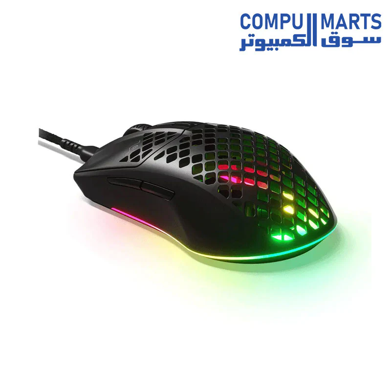 SteelSeries Aerox 3 - Super Light Gaming Mouse - 8,500 DPI TrueMove Core Optical Sensor - Ultra-lightweight Water Resistant Design - Black - Image 4