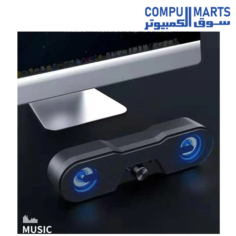 T82 Luminous Computer Speaker 2.0 Bar - 3.5mm Jack + USB Powered For Laptop, Desktop - Image 4