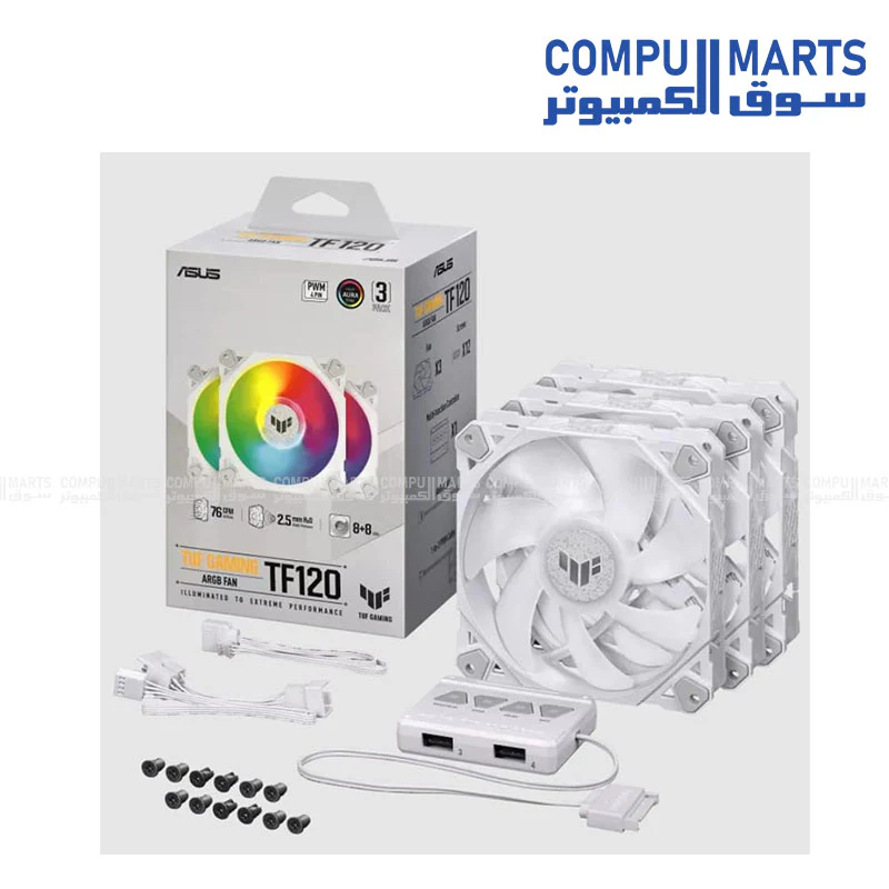 TUF Gaming TF120 ARGB Fan - Triple Fan Kit with ARGB Controller - Image 8