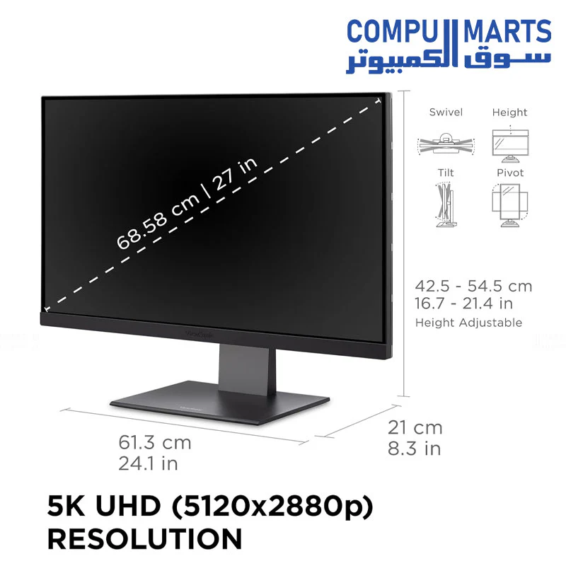 ViewSonic ColorPro VP2788-5K – 27″ 5K (5120×2880) IPS Monitor, Thunderbolt 4 100W, 99% DCI-P3, 60Hz, HDR400 - Image 2