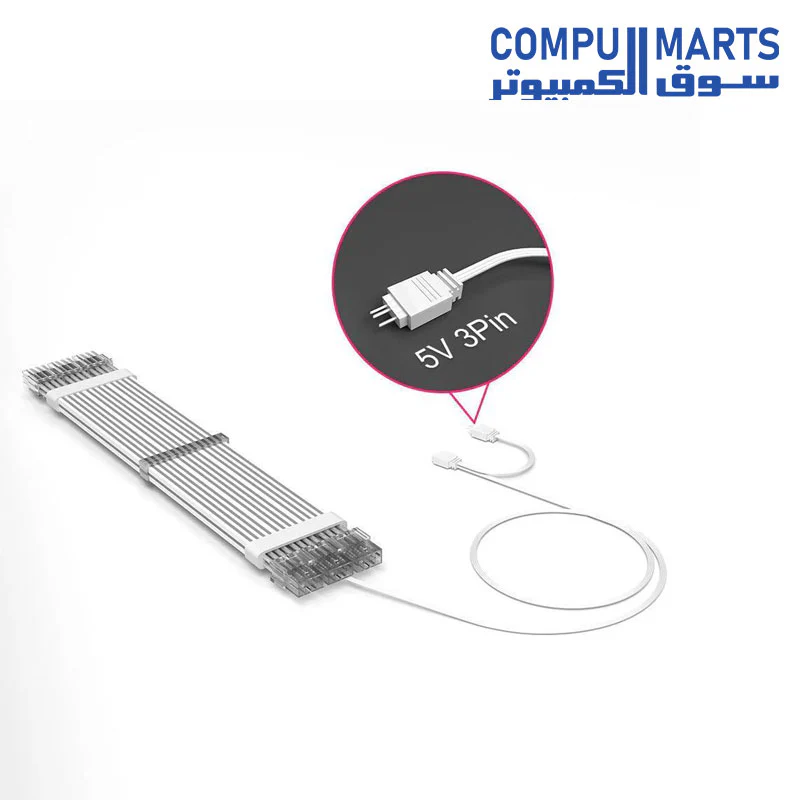WJ COOLMAN ATX 24-PIN 240mm ARGB EXTENSION WHITE POWER CABLES FOR MB - Image 2