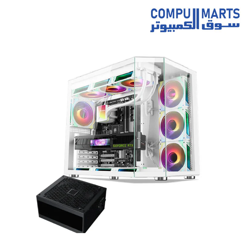 Xander Crystal 7 ARGB Fan Mid Tower  Gaming Case + PSU 850W 80 Plus Bronze - Image 2