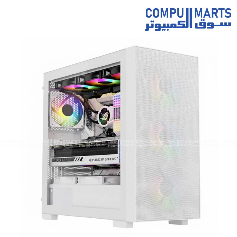 Xander Velox Max 4 ARGB Fan Mid Tower Black / White Gaming Case + 700W PSU - Image 6