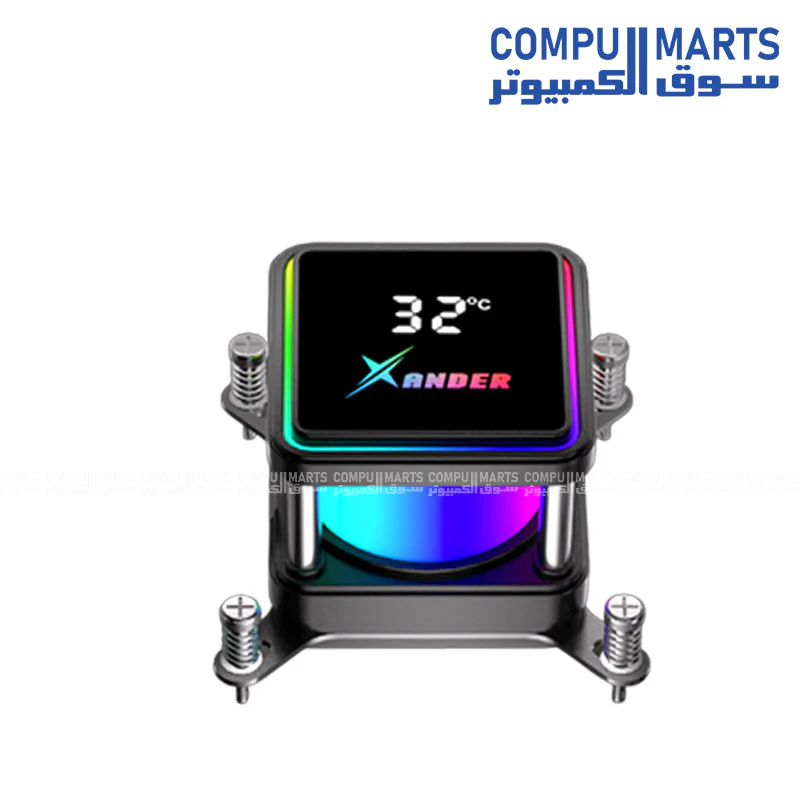 XANDER Waterwheel Digital 360 Black - White | AIO Liquid CPU Cooler with LCD Pump Head & 3×120mm ARGB PWM Fans - Image 3
