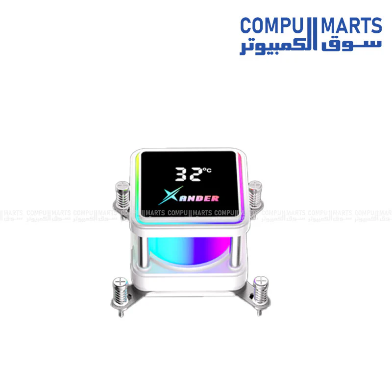 XANDER Waterwheel Digital 360 Black - White | AIO Liquid CPU Cooler with LCD Pump Head & 3×120mm ARGB PWM Fans - Image 5