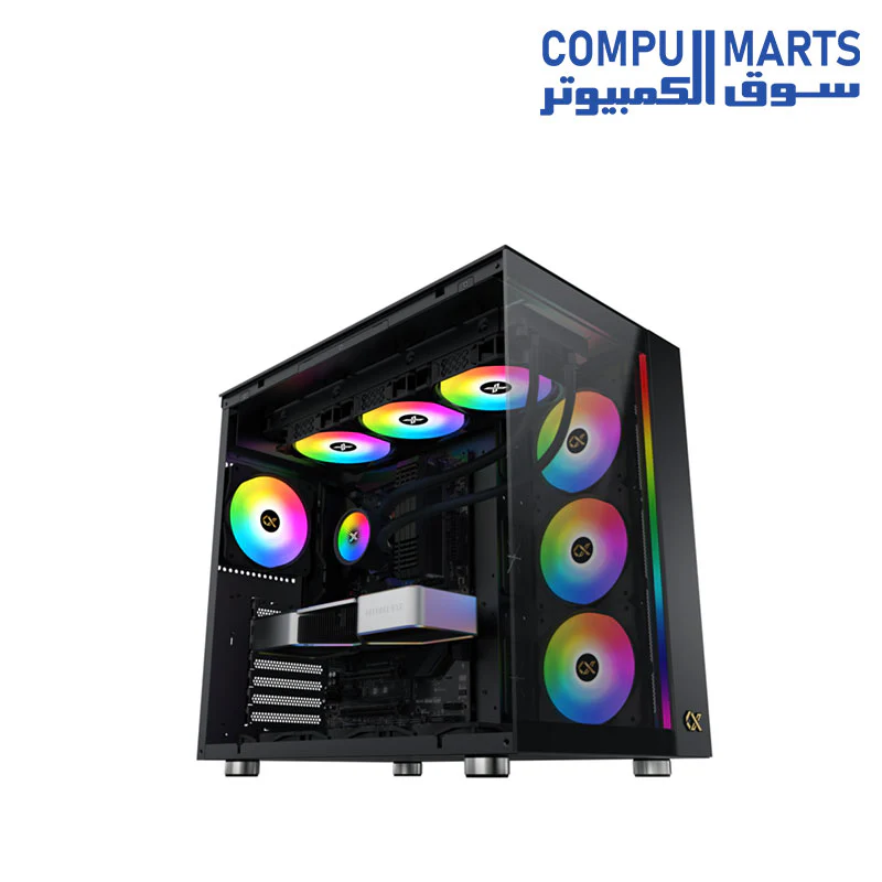 XIGMATEK AQUA Ultra Air With 7 ARGB Fans — EATX,U3x2+U2x2+Type C,Mesh Top,Front & Left TG,ARGB Strip,7PCS Z20A&Galaxy II Fan Control Kit - Image 2