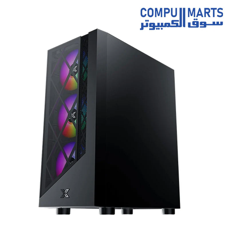 XIGMATEK DUKE ATX CASE - Black  USB3.0x1 & 2.0x2, Meshed & TG Front panel, Left TG, Front 4PCS X24F Fan - Image 2