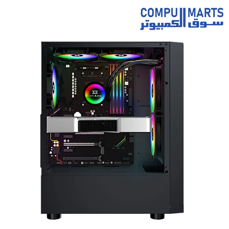 XIGMATEK DUKE ATX CASE - Black  USB3.0x1 & 2.0x2, Meshed & TG Front panel, Left TG, Front 4PCS X24F Fan - Image 6