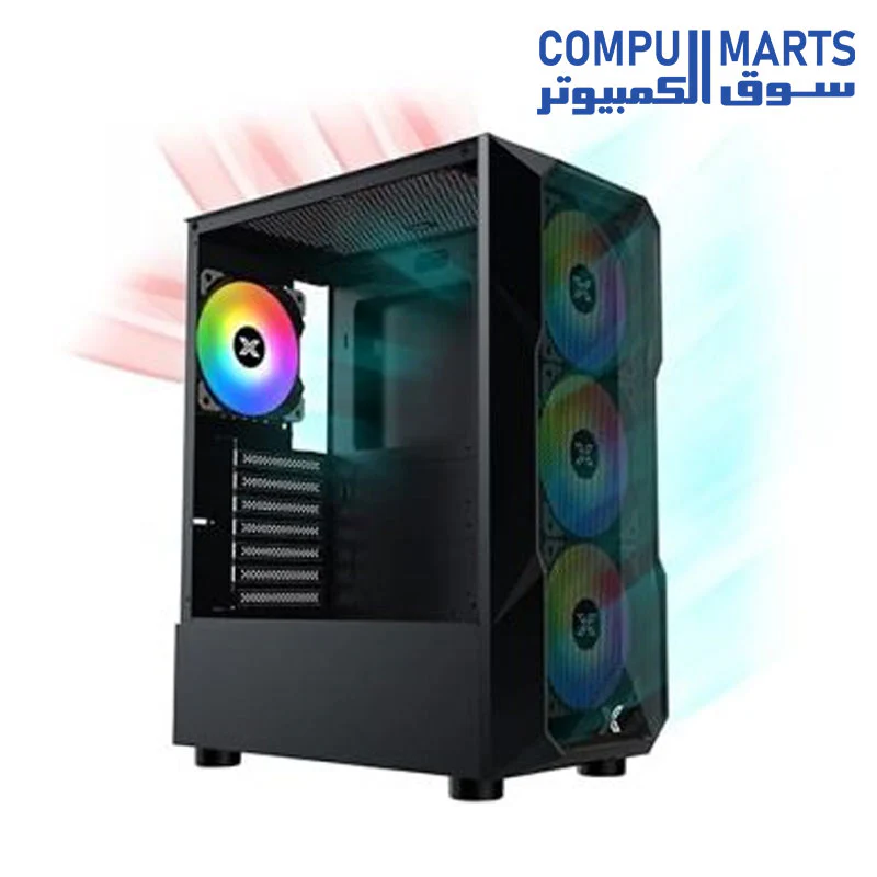 XIGMATEK MOON KNIGHT 4 FAN ARGB H-POWER 500W MID TOWER CASE - Image 4