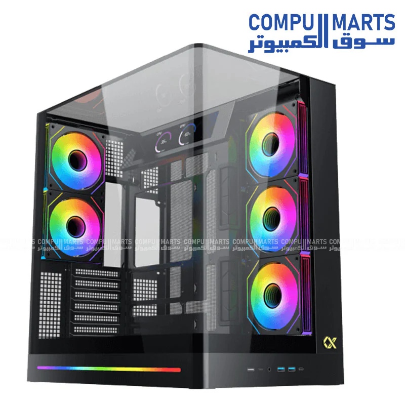 Xigmatek Pano II LCD / Pano II LCD Arctic Mid Tower Case – E-ATX / Back-Plug Support – Vertical GPU – USB-C – 360mm Radiator Support - Image 2