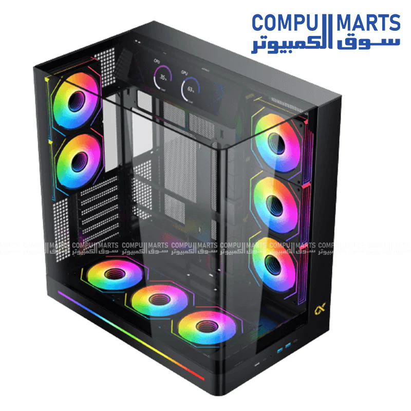 Xigmatek Pano II LCD / Pano II LCD Arctic Mid Tower Case – E-ATX / Back-Plug Support – Vertical GPU – USB-C – 360mm Radiator Support - Image 4