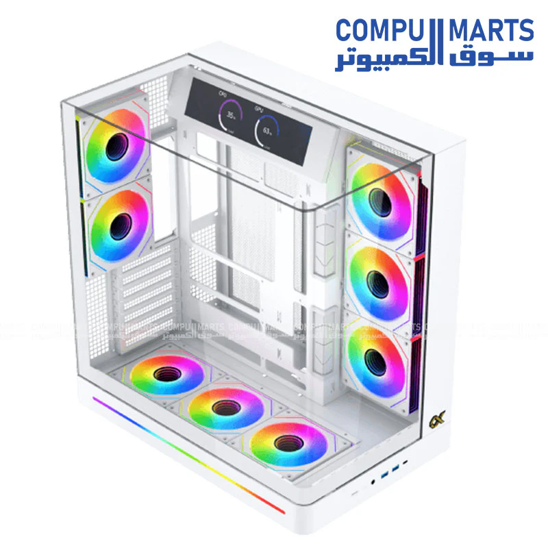 Xigmatek Pano II LCD / Pano II LCD Arctic Mid Tower Case – E-ATX / Back-Plug Support – Vertical GPU – USB-C – 360mm Radiator Support - Image 5