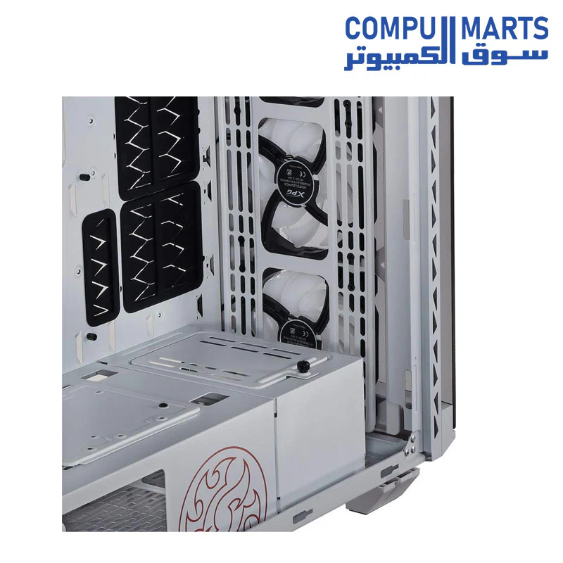 XPG BATTLECRUISER ATX Mid-Tower Gaming Computer Case w/ Tempered Glass Side, Top, and Front Panels, Tool-Less Design & 4x 120mm ARGB Fans w/RGB Controller White - Image 3