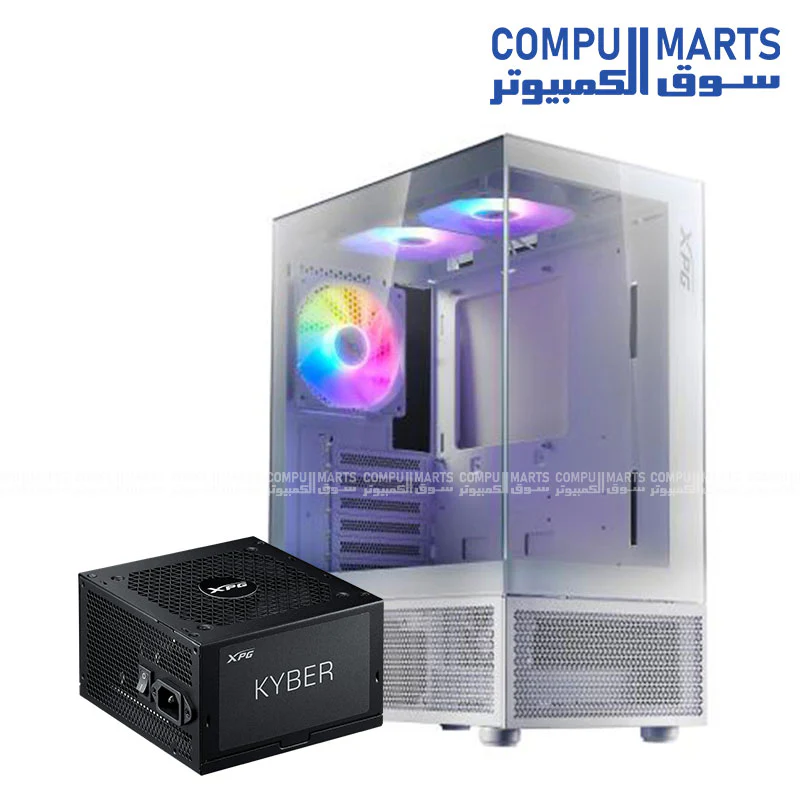 XPG INVADER X Mini Mid-Tower Chassis - Compact Gaming Case - 4mm Tempered Glass Side Panel - 5 x ARGB Fans - Liquid Cooling Support (240mm Radiator) - Vertical GPU Mounting - Image 11