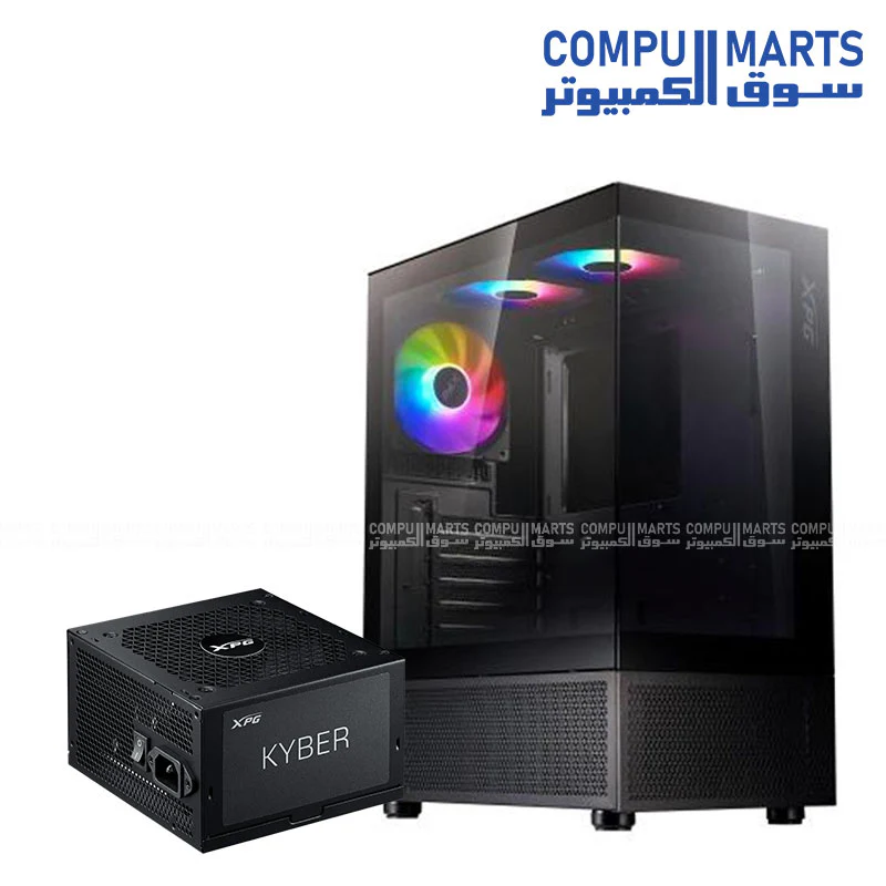XPG INVADER X Mini Mid-Tower Chassis - Compact Gaming Case - 4mm Tempered Glass Side Panel - 5 x ARGB Fans - Liquid Cooling Support (240mm Radiator) - Vertical GPU Mounting - Image 6