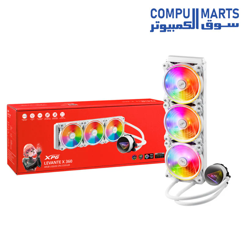 XPG Levante X 360 All-in-One ARGB CPU Liquid Cooler  4.72 Maximum Fan Diameter - 2000 RPM - Fluid Dynamic Bearing - 4-Pin PWM - Image 2